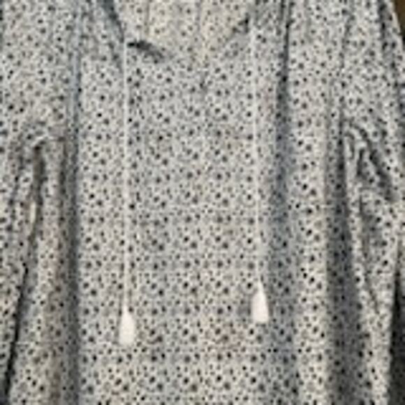 Beachlunchlounge Tunic Top Tassel Ties Gold Thread Gathered Wrists Size M - Picture 11 of 12